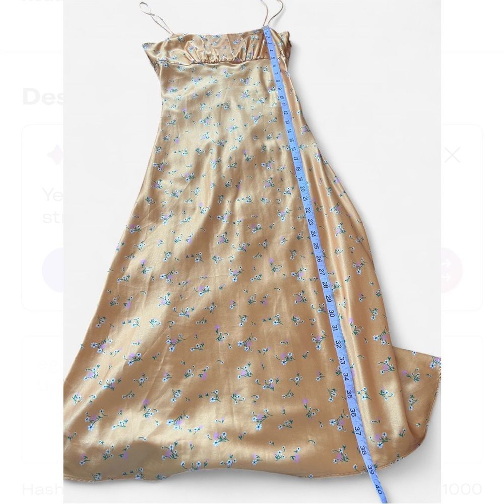 KOURT Rachel Yellow Floral Print Satin Midi Dress XS Wedding Guest - Picture 10 of 13